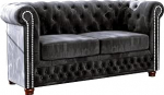 S-Style M&ouml;bel Harwell diivan 2-kohaline Chesterfield diivan elutuppa Lounge diivan kroomitud jalgadega m&ouml;&ouml;bel vabalt seisev polsterdatud diivanid ja diivanid diivanikomplekt must 148 x 86 x 72 cm