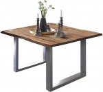 SAM ULM S&ouml;&ouml;gitoa laud 90 x 90 cm Wane laud naturaalset v&auml;rvi akaatsiapuidust tahke metallist U-raam h&otilde;bedane