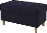 Furninero - N&ouml;&ouml;pidega polsterdatud pinki-toolist Ottomani hoiuruumiga, &uuml;mardatud jalad, 80 cm lai, Majestic Velvet Dark Navy kangas (kergelt puhastatav), sinine