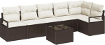 Rantry 6-teiliges Garten-Sofa-Set mit Kissen Grau Poly-Rattan Gartenlounge Model3346408