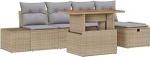 Rantry 6-teiliges Garten Sofa Set mit Kissen Beige Poly Rattan Gartenlounge Model3360046