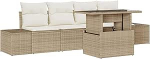 5-teiliges Garten Sofa Set mit Kissen Beige Poly Rattan Gartenlounge Model3349087