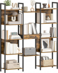 HOOBRO EBF160SJ01 5-tasandiline raamaturiiul 13 lahtise kambriga kangas sahtliga Rustikalisest riiulist raamaturiiul vabalt seisev elutuppa &otilde;ppet&ouml;&ouml;le Retro pruun ja must