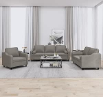 Gecheer 3-TLG. Sofagarnitur mit Kissen Taupe Stoff, Moderne Couch Polstersofa f&uuml;r Wohnzimmer Schlafzimmer Spielzimmer3201793