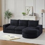 Chenille-Sofa mit gebogenen Elementen und Liegestuhl, vollst&auml;ndig komprimiert und ohne Gestell, modulares Kombinationssofa L-Liegestuhl, Schaumstoff-Kompressionssofa, keine Montage erforderlich