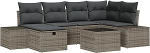 Rantry 7-teiliges Garten-Sofa-Set mit Kissen Grau Poly Rattan Gartenlounge Model3360720