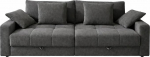 Big-Sofa als bequeme Lounge-Garnitur mit 2 Bettk&auml;sten, viel Stauraum, B284/T113/H84 cm, gesteppte Sitzfl&auml;che, Couch mit R&uuml;ckenkissen und Zierkissen, moderner weicher Chenille-Bezug in Grau / 15243
