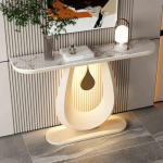 Generisch Moderner LED-Konsolentisch - Zeitgen&ouml;ssischer Beistelltisch mit Metallgestell - Stilvolles M&ouml;belst&uuml;ck f&uuml;r Eingangsbereich, platzsparendes Design f&uuml;r Wohnr&auml;ume und Flure