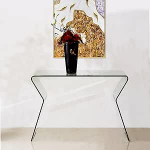 Valge konsoollaud esikusse - klaasist diivanilaud, pikk fuajeelaud, aktsentlaud elutuppa, esikusse ja esikusse - stiilne ja funktsionaalne disain.