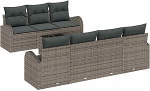 8-teiliges Garten Sofa Set mit Kissen Grau Poly Rattan, 2-Sitzer Garten Sofa mit Stauraum & Kissen Grau Poly Rattan Gartenlounge Model3354618