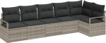 Model3346402 6-osaline aia diivan komplekt koos padjaga Light Grey Poly Rattan Garden Lounge