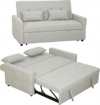 HOMCOM Diivanvoodi 2-kohaline 3-in-1, diivanvoodi Klick-Klack 137 x 180 cm, pikendatav voodi, reguleeritav seljatugi, 2 padja, lai polsterdatud iste, linasest kangast, elutuppa, korterisse, v&auml;ikesesse tuppa