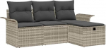 4-teiliges Garten Sofa Set mit Kissen Hellgrau Poly Rattan Gartenlounge Model3358851