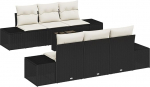 7-teiliges Gartensofaset mit Kissen Schwarz Poly-Rattan Gartenlounge Model3346947