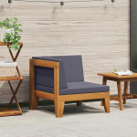 Gecheer Modular-Ecksofa mit Dunkelgrauen Kissen Akazie Massivholz, Polstersofa Gepolsterte Couch f&uuml;r Wohnzimmer Apartment B&uuml;ro G&auml;stezimmer312149