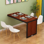 Schwebender Wandmontierter Klapptisch f&uuml;r kleine R&auml;ume, Holzschreibtisch f&uuml;r Wohnzimmer, Esszimmer, Terrasse, Balkon, K&uuml;che, Multifunktions-Computerschreibtisch und Esstisch (Braun/Schwarz)