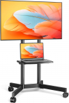 TVON Mobiilne telerialus ratastega veeretatav telerialus 32-75-tollise teleri jaoks, telerip&otilde;randak&auml;ru, reguleeritava k&otilde;rgusega telerik&auml;ru koos riiuliga kuni 40 kg Max VESA 400 x 400 mm