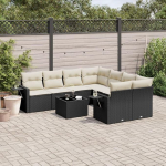 Gartensofa-Set 9-teilig mit schwarzen Kissen aus Polyrattan M&ouml;bel, Set Schlafsofa Wohnzimmer Sofa Garten, Set Modernes Sofa f&uuml;r den Au&szlig;enbereich, Outdoor-M&ouml;bel l1