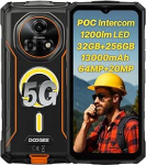 DOOGEE 5G v&auml;ljas mobiiltelefon Fire 7 Pro, POC intercom, 1200lm taskulamp, 32GB + 256GB, 13000mAh aku, 64MP + 20MP &ouml;&ouml;n&auml;gemine, 6,6-tolline HD+, Gemini KI, IP68 p&otilde;rutuskindel nutitelefon, 3 kaardipesa, NFC