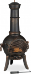 Relaxdays Patio Stove with Spark Guard, Poker, Fire Grate, Draught Flap, Garden Fireplace in Cast Iron, Steel, Bronze