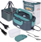 XREXS Electric Lunch Box, 3 in 1 (12 V/24 V/220 V) 60 W 1,5 L toidu soojendaja auto, roostevabast terasest l&otilde;unakast Electric Lunch Box / Truck Household Camping, Portable Bento Heating 60 W Lunch Box koos kahvliga,