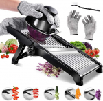 Masthome 5-in-1 Mandolin Vegetable Slicer, Adjustable Stainless Steel Vegetable Grater, Grater for Vegetables, Multifunctional Vegetable Cutter with Cut-resistant Gloves, Fruit, Potatoes, Tomatoes