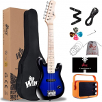 Winzz 30 Inch Mini Electric Guitar Children's Maple Fingerboard Electric Guitar Beginner Set for Children with Amplifier, Colour Blue