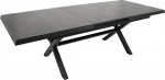 DEGAMO Almada XL Extendable Garden Table, 180/240 x 100 cm, Aluminium Anthracite + Glass in Ceramic Look, Light Grey, Automatic Extension, Outdoor