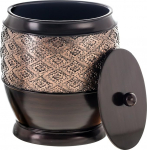 Creative Scents Dublin Small Trash Can with Lid - Decorative Waste Basket Durable Resin Slim Bathroom Waste Bin for Diaper/Paper (Brown)