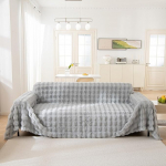 AMWAN Ultraweicher, Flauschiger Kunstfell-Couchbezug f&uuml;r Sofa, Bett, lang, zottelig, dick, warm, flauschig, Sofa-Schonbezug f&uuml;r Hunde, Katzen, Kinder, dekorativ, grau, gem&uuml;tlich, Pl&uuml;sch, niedliche