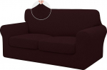ISSUNTEX 3-teilige Sofabez&uuml;ge, hochdehnbar, dick, weich, Bezug f&uuml;r Sofa mit 2 separaten Kissen, Jacquard-Stoff, elastischer Bezug, M&ouml;belschutz f&uuml;r Hunde, f&uuml;r Zweisitzer, Weinrot