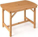 Massiivpuidust terrassilaua, s&ouml;&ouml;gilaud vihmavarju avaga, aialaua, puidust laud &otilde;ue, aeda, 100 x 60 x 75 cm, naturaalne