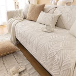 vctops Tepitud diivan Diivan katab Super Soft Velvet Non-Slip Leaf Muster Plush Diivan Slipcover m&ouml;&ouml;bli kaitsja lemmikloomade laste koer kass (kreem, 28 x 28 tolli)