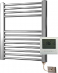 500 Wide x 600 High Flat Chrome Electric Towel Rail with 7 Day Programmer/Room Thermostat