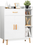 COSTWAY Sideboard, White, Wooden Console Cabinet, Drawer Chest of Drawers, Freestanding, Side Cabinet, Storage Shelf for Home and Office