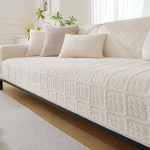 Upgrade Milky Velvet Super Soft Diivan Cover, L-kujuline, U-kujuline, 1/2/3/4-kohaline diivanikatte komplekt, universaalne libisemiskindel diivanikaitse, viskamine, kaitsev tekk elutuppa (kreemikas, 70 x 210 cm)