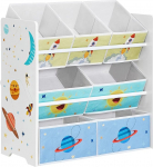 SONGMICS lastetoa riiul, m&auml;nguasjade riiul 7 mittekootud kangast hoiukastiga, laste raamaturiiul, laste riiul m&auml;nguasjade jaoks, m&auml;nguasjade organiseerija, 29,5 x 62,5 x 60 cm, valge GKR034W01