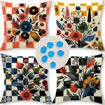 Cirzone Outdoor padjakate komplekt 4 padjakatet 45 x 45 cm Dekoratiivne elutoa linasest riidest dekoratiivse elutoa, aia, r&otilde;du jaoks.