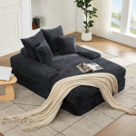 HAUSPROFI Cord Diivanvoodi Cloud Diivan 4 padjaga, diivan magamisfunktsiooniga, kondita diivan elutuppa, magamistuppa ja kodukino, ei vaja kokkupanekut (Hall, 175 x 137 x 53 cm)