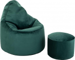 Loft 25 Capriccio Velvet Bean Bag Chair, Premium Velvet Bean Bag siseruumides kasutamiseks kodus ja elutoas, Ergonoomiline disain keha toetamiseks (Bean Bag + Stool Pouffe, Forest)
