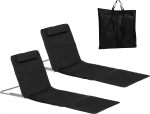 Outsunny kokkupandav p&auml;ikesevoodi koos padjaga rannamatt koos 5-suunalise reguleeritava seljatoega rannapuhkealune koos kandekotiga aiapuhkuseks v&auml;ljas rannas basseinis mustaks