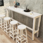 Moodne valge baarilaua komplekt 3 joodikuga Ristk&uuml;likukujuline konsoolne diivanilaud elutuppa Kitsas counter k&otilde;rgus s&ouml;&ouml;gilaud pikaks hommikus&ouml;&ouml;giks K&ouml;&ouml;k 160 x 30 x 100 cm