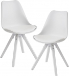 Finebuy komplekt 2 retro s&ouml;&ouml;gitooli valge jalaga, polsterdatud tool, skandinaavia seljatugi, k&ouml;&ouml;gitool, kunstnahk, polsterdatud, valge