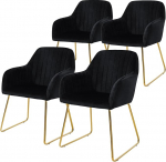 ML-Design S&ouml;&ouml;gitoa toolid, 4 tk, sametist iste, must, elutoa tool selja- ja k&auml;etoega, k&ouml;&ouml;gitool, kuldsed jalad, metallraamiga polsterdatud tool, ergonoomilised toolid s&ouml;&ouml;gilaua juurde.