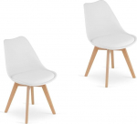 Home Collective 2 s&ouml;&ouml;gitoa tooli, elutoa toolid, 2 x valge, naturaalsete t&auml;ispuidust jalgadega, mugavad ja stabiilsed toolikattega toolid