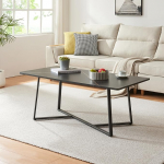 [en.casa] Riskiften kohvilaud 120 x 60 x 48 cm Ristk&uuml;likukujuline diivanilaud metallist raamiga kohvilaud Marmorne v&auml;limus Must