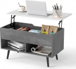 COSTWAY kohvilaud reguleeritava k&otilde;rgusega, diivanilaud t&otilde;stetava laua ja 2 avatud riiuliga, pikendatav elutoa laud, puidust kohvilaud elutuppa, kontorisse, 80 x 40 x 46-60 cm (Hall)