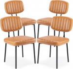 Sweetcrispy s&ouml;&ouml;gitoolid polsterdatud Mid Century Modern k&ouml;&ouml;k s&ouml;&ouml;gituba aktsent toolid Faux nahast polster istme ja metallist jalad k&ouml;&ouml;ki elutuba Brown Set of 4