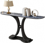 Generisch Schmaler schwarzer Konsolentisch f&uuml;r den Eingangsbereich - abgerundetes Design, platzsparende Wohnaccessoires f&uuml;r Wohnzimmer und Flur, einfache Montage (100 x 30 x 80 cm)