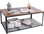 BAKAJI Ristk&uuml;likukujuline kohvilaud elutuppa Moodne t&ouml;&ouml;stuslik disain Metallist raam MDF alumise riiuliga M&otilde;&otilde;dud 106 x 60 x 45 cm